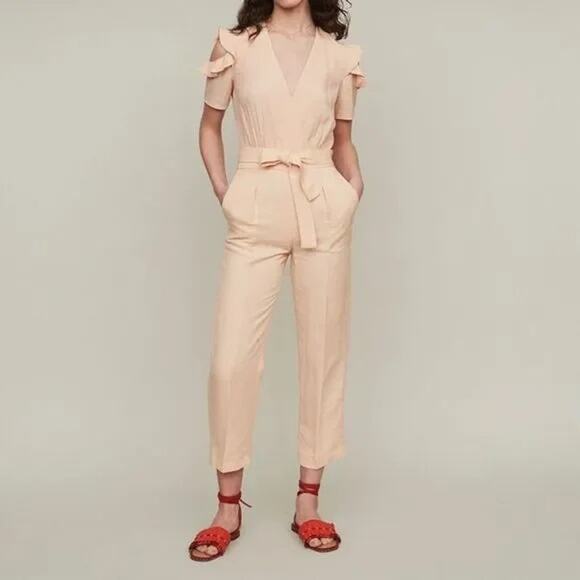 Maje Piruize Ruffled Shoulder Jumpsuit - Picture 1 of 12